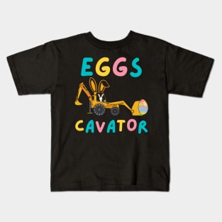 Kids EggsCavator Happy Easter Funny Excavator Hunting Egg Kids Kids T-Shirt